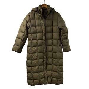 Lands End Puffer Coat With Hood Olive Green Small Down Jacket